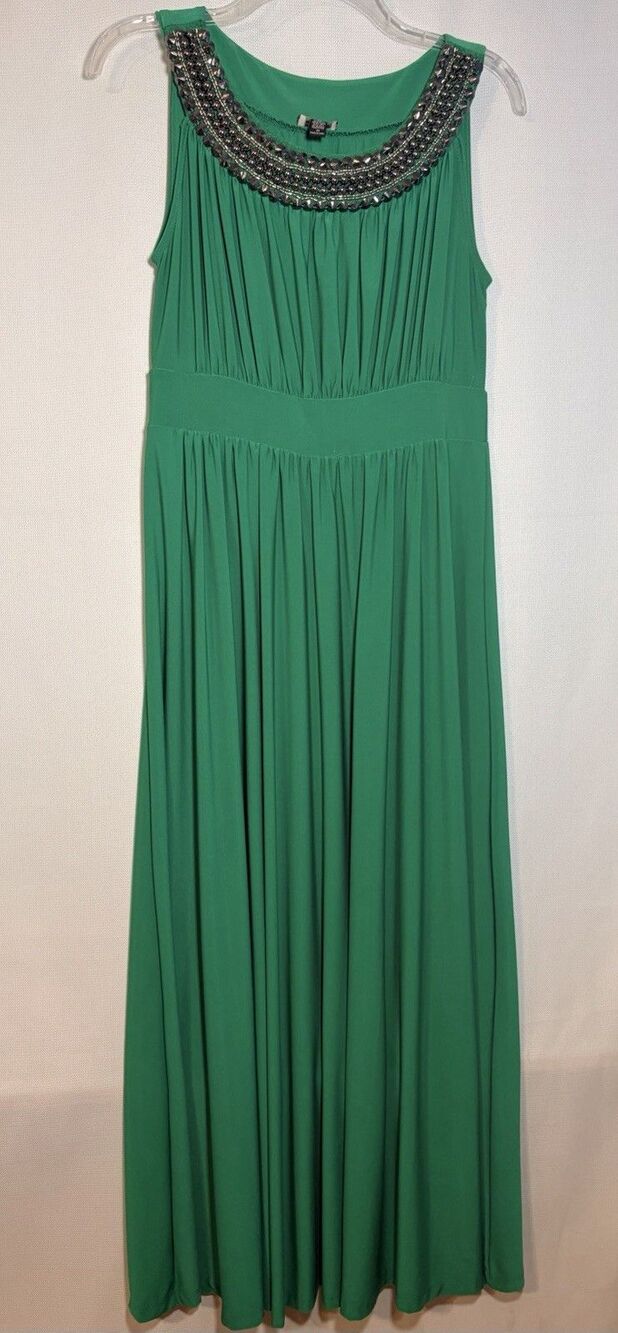 Haani Women’s Med Green Beaded Maxi Dress